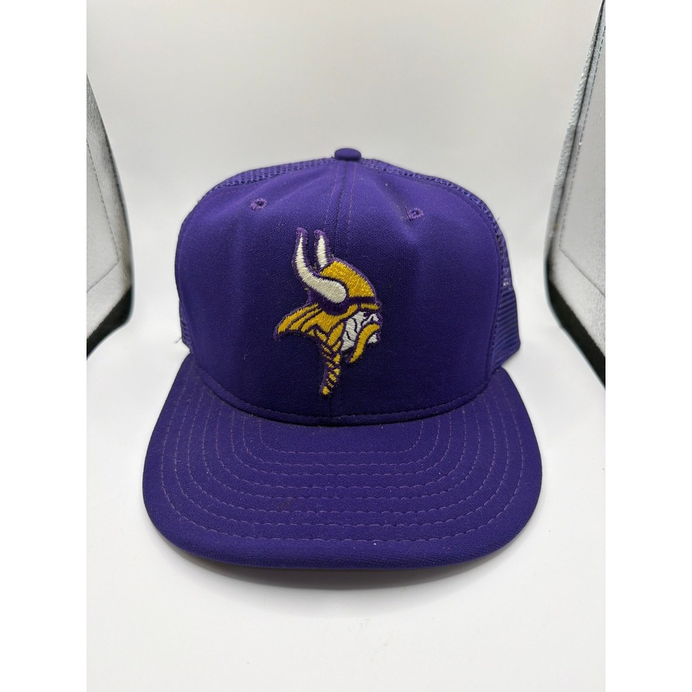 Vintage Minnesota Vikings Plain Logo Purple Snapback Hat AJD NFL Football Cap